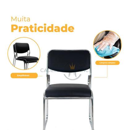 Imagem de Kit 02 Cadeiras de Escritório Com Base Fixa Dakkar Para Consultório Mesa de Jantar Pretas