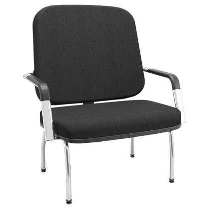 Imagem de Kit 02 Cadeiras de Escritório Recepção com Braço Fixa Cromada Magno P03 Crepe Preto - Lyam Decor