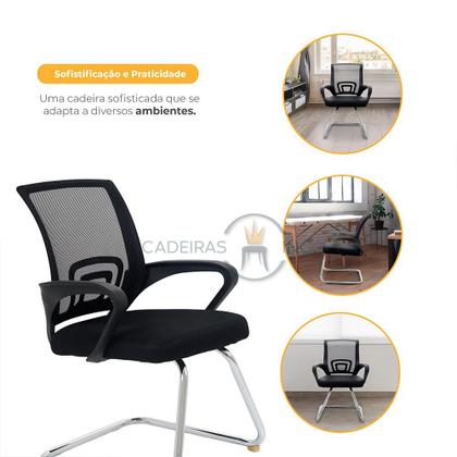 Imagem de Kit 02 Cadeiras de Escritório Sala Atendimento Consultório Com Base Fixa Detroit Pretas