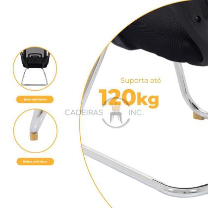 Imagem de Kit 02 Cadeiras de Escritório Sala Atendimento Consultório Com Base Fixa Detroit Pretas