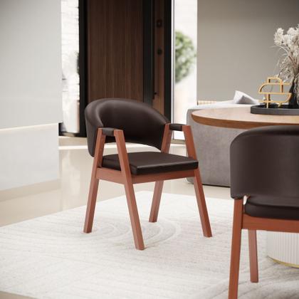 Imagem de Kit 02 Cadeiras de Jantar e Living Anisha Estofada material sintético Marrom - Desk Design