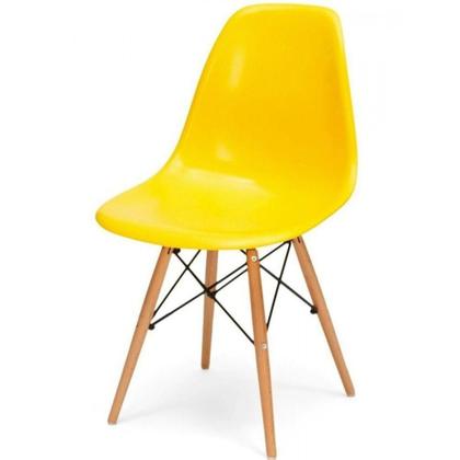 Imagem de Kit 02 Cadeiras Decorativas Eiffel Charles Eames F03 Amarelo com Pés de Madeira - Lyam Decor