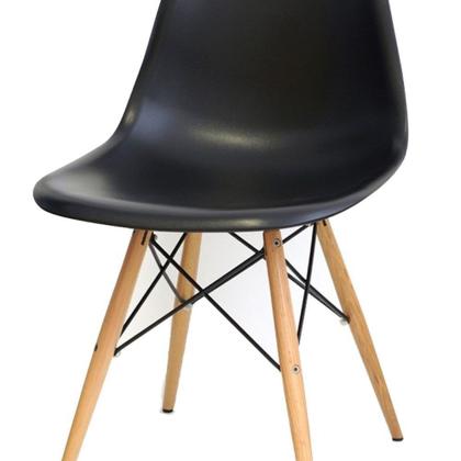 Imagem de Kit 02 Cadeiras Decorativas Eiffel Charles Eames Preto com Pés de Madeira - Lyam Decor