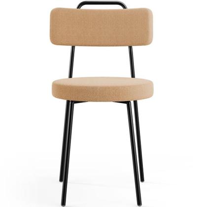 Imagem de Kit 02 Cadeiras Decorativas Estofada Para Sala De Jantar Barcelona L02 Bouclê Mostarda