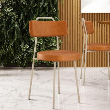 Imagem de Kit 02 Cadeiras Decorativas Estofada Sala Jantar Barcelona Arena L02 material sintético Canela - Lyam
