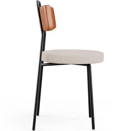 Imagem de Kit 02 Cadeiras Decorativas Estofada Sala Jantar Barcelona L02 material sintético Camel Linho Bege