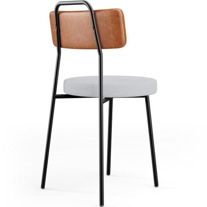 Imagem de Kit 02 Cadeiras Decorativas Estofada Sala Jantar Barcelona L02 material sintético Camel Linho Cinza
