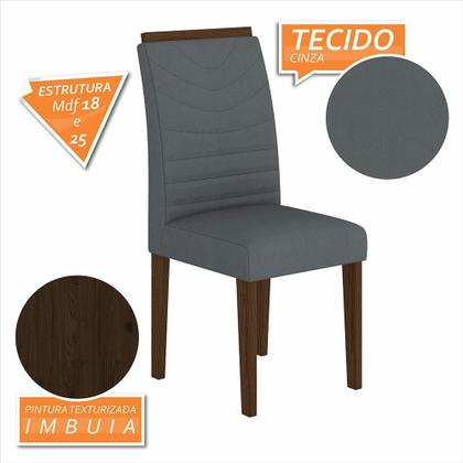 Imagem de Kit 02 Cadeiras Estofadas Lima Imbuia/cinza - Móveis Arapongas