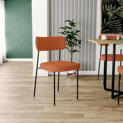 Imagem de Kit 02 Cadeiras Estofadas Para Sala De Jantar Melina L02 Tecido Terracota - Lyam Decor