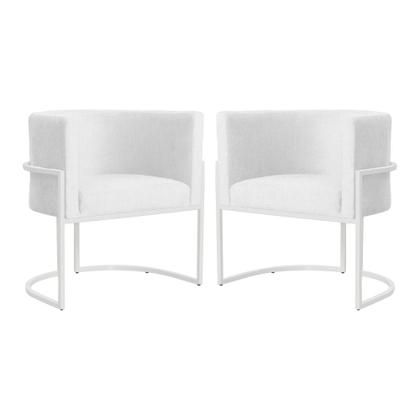 Imagem de Kit 02 Cadeiras Luna para Consultório Base de Metal Branco Suede Escolha sua cor - WeD Decor