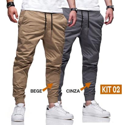 Imagem de Kit 02 Calças Jogger Jeans Masculina Com Punho Elástico