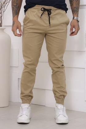 Imagem de Kit 02 Calças Jogger Masculina Sarja Premium Preta e Bege