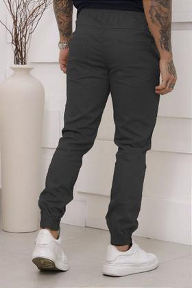 Imagem de Kit 02 Calças Jogger Sarja Premium Masculina Bege e Cinza