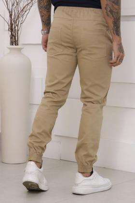 Imagem de Kit 02 Calças Jogger Sarja Premium Masculina Bege e Jeans