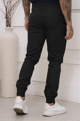 Imagem de Kit 02 Calças Jogger Sarja Premium Masculina Preta e Jeans