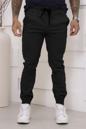 Imagem de Kit 02 Calças Jogger Sarja Premium Masculina Preta e Jeans