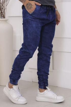 Imagem de Kit 02 Calças Jogger Sarja Premium Masculina Preta e Jeans