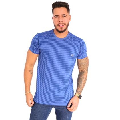 Imagem de Kit 02 Camisa Gola O Listrada Masculina Tecido Fio 30.1 100%Algodão