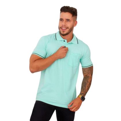 Imagem de Kit 02 Camisas Gola Polo Masculina Algodão Casual com Bolso