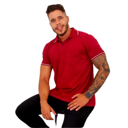 Imagem de Kit 02 Camisas Gola Polo Masculina Algodão Casual com Bolso