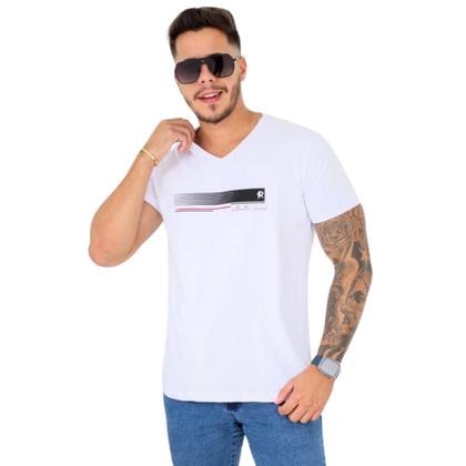 Imagem de Kit 02 Camisas Gola V Masculina Silkada Casual 100%Algodão