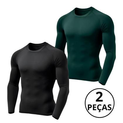 Imagem de Kit 02 Camiseta Térmica Masculina Proteção Solar UV Manga Longa Lisa UV +50