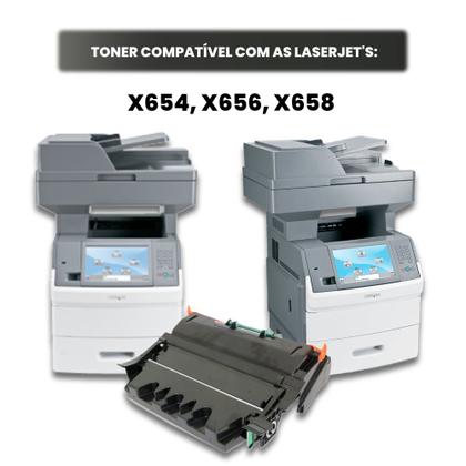 Imagem de kit 02 cartucho de Toner X654  X654x11L Compatível para impressora lexmark