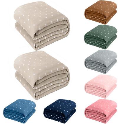 Imagem de Kit 02 Cobertor Manta King Size Poá Bolinha Softy 2,60 x 2,40 Toque Macio Aveludado Coberta Antialergico Fleece Flannel