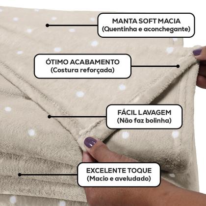 Imagem de Kit 02 Cobertor Manta King Size Poá Bolinha Softy 2,60 x 2,40 Toque Macio Aveludado Coberta Antialergico Fleece Flannel