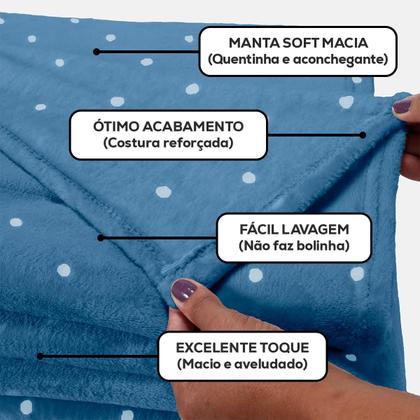 Imagem de Kit 02 Cobertor Manta King Size Poá Bolinha Softy 2,60 x 2,40 Toque Macio Aveludado Coberta Antialergico Fleece Flannel
