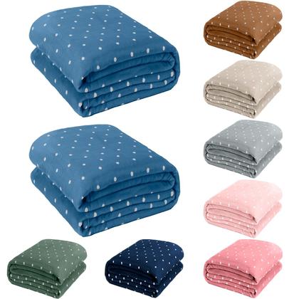 Imagem de Kit 02 Cobertor Manta King Size Poá Bolinha Softy 2,60 x 2,40 Toque Macio Aveludado Coberta Antialergico Fleece Flannel