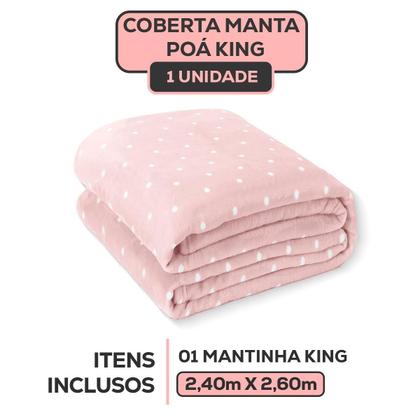 Imagem de Kit 02 Cobertor Manta King Size Poá Bolinha Softy 2,60 x 2,40 Toque Macio Aveludado Coberta Antialergico Fleece Flannel