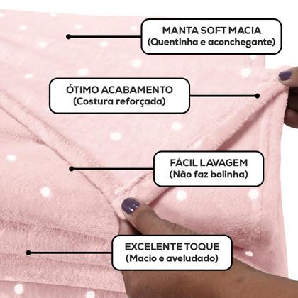 Imagem de Kit 02 Cobertor Manta King Size Poá Bolinha Softy 2,60 x 2,40 Toque Macio Aveludado Coberta Antialergico Fleece Flannel