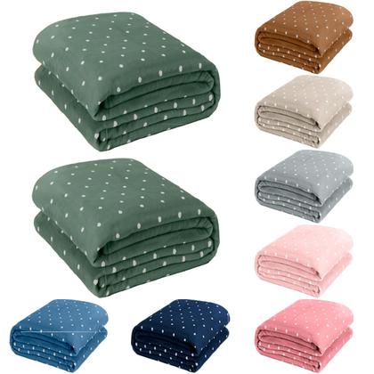 Imagem de Kit 02 Cobertor Manta King Size Poá Bolinha Softy 2,60 x 2,40 Toque Macio Aveludado Coberta Antialergico Fleece Flannel