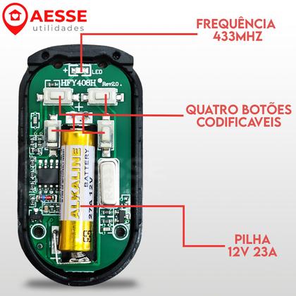 Imagem de Kit 02 Controle Remoto Portão Eletrônico Aço Inox 433mhz PPA Garen AGL