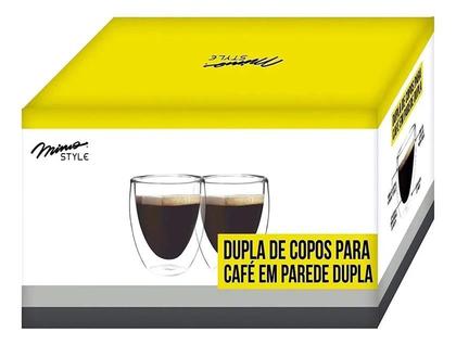 Imagem de Kit 02 Copos De Vidro Parede Dupla Xicara Café Expresso 80ml