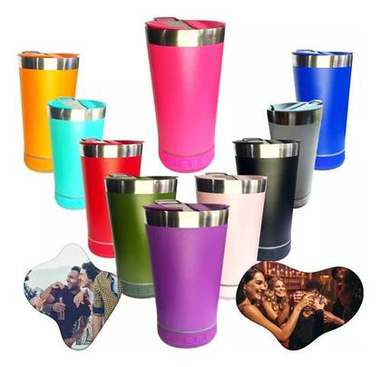 Imagem de Kit 02 Copos Térmicos Com Caixa De Som Bluetooth Led Abridor