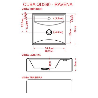 Imagem de Kit 02 Cubas de Apoio Quadrada Para Banheiro Lavabo C01 Q39W Cinza - Lyam Decor