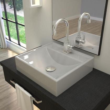 Imagem de Kit 02 Cubas de Apoio Quadrada Para Banheiro Lavabo C01 Q39W Cinza - Lyam Decor