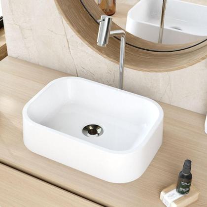 Imagem de Kit 02 Cubas de Apoio Retangular Para Banheiro Lavabo C01 BR37W Branco - Lyam