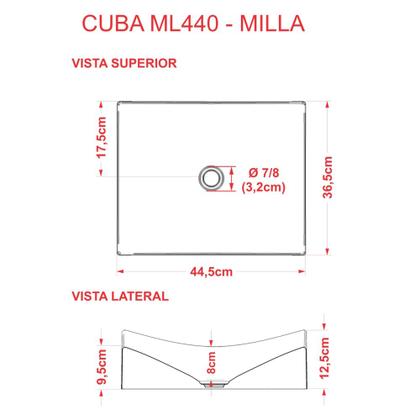 Imagem de Kit 02 Cubas de Apoio Retangular Para Banheiro Lavabo C01 ML44W Preto - Lyam Decor