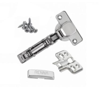 Imagem de Kit 02 Dobradiças Reta Amortecedor Click Para Móveis Portas