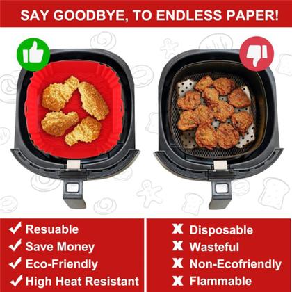 Imagem de Kit 02 Formas Quadrada De Silicone Antiaderente P/ Air Fryer