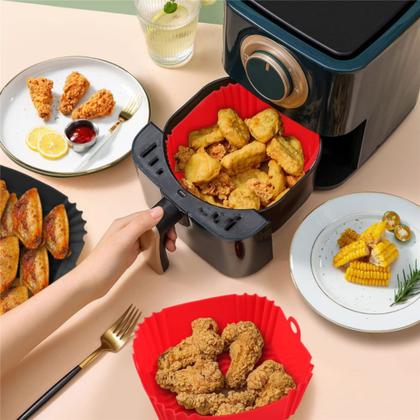 Imagem de Kit 02 Formas Quadrada De Silicone Antiaderente P/ Air Fryer