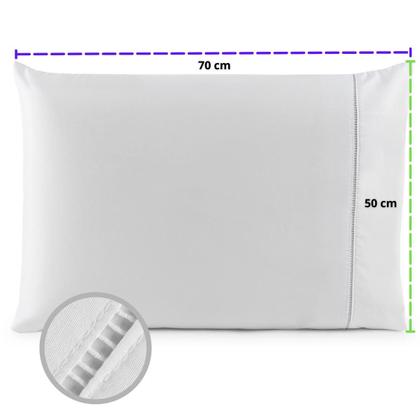 Imagem de Kit 02 Fronhas 200 Fios Ponto Palito Sonatic Fronha Branca Macia e Resistente