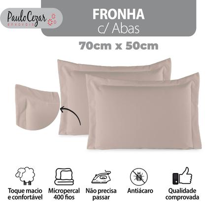 Imagem de Kit 02 Fronhas Aba Americana Tecido Percal 400 Fios Antiácaro, Anti-pilling com Toque Macio
