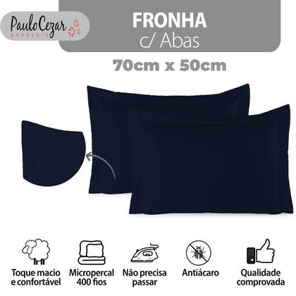 Imagem de Kit 02 Fronhas Aba Americana Tecido Percal 400 Fios Antiácaro, Anti-pilling com Toque Macio