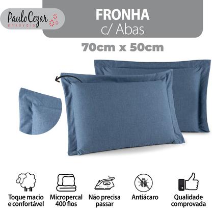 Imagem de Kit 02 Fronhas Aba Americana Tecido Percal 400 Fios Antiácaro, Anti-pilling com Toque Macio