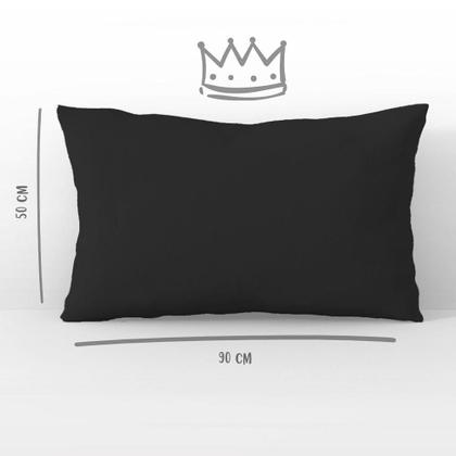 Imagem de Kit 02 Fronhas Avulsa Travesseiro King 50x90 Cm Malha Preta Arrumadinho Enxovais