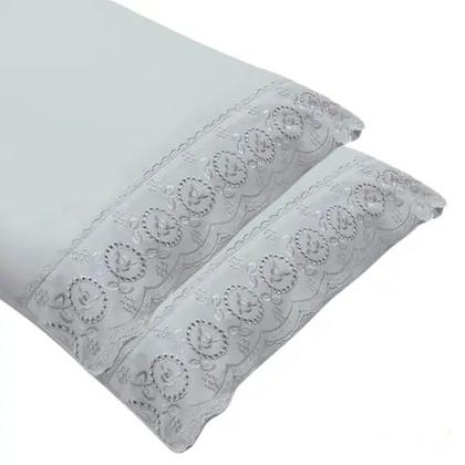 Imagem de Kit 02 Fronhas Buettner Sonata  Microfibra c/ Renda Elvis 2 Cinza